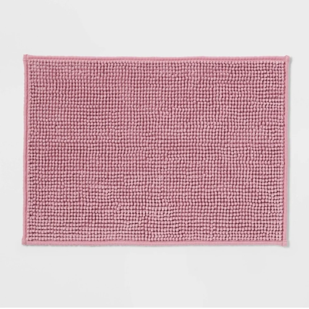 17in X 24in Room Essentials Everyday Chenille Pink Bath Rug